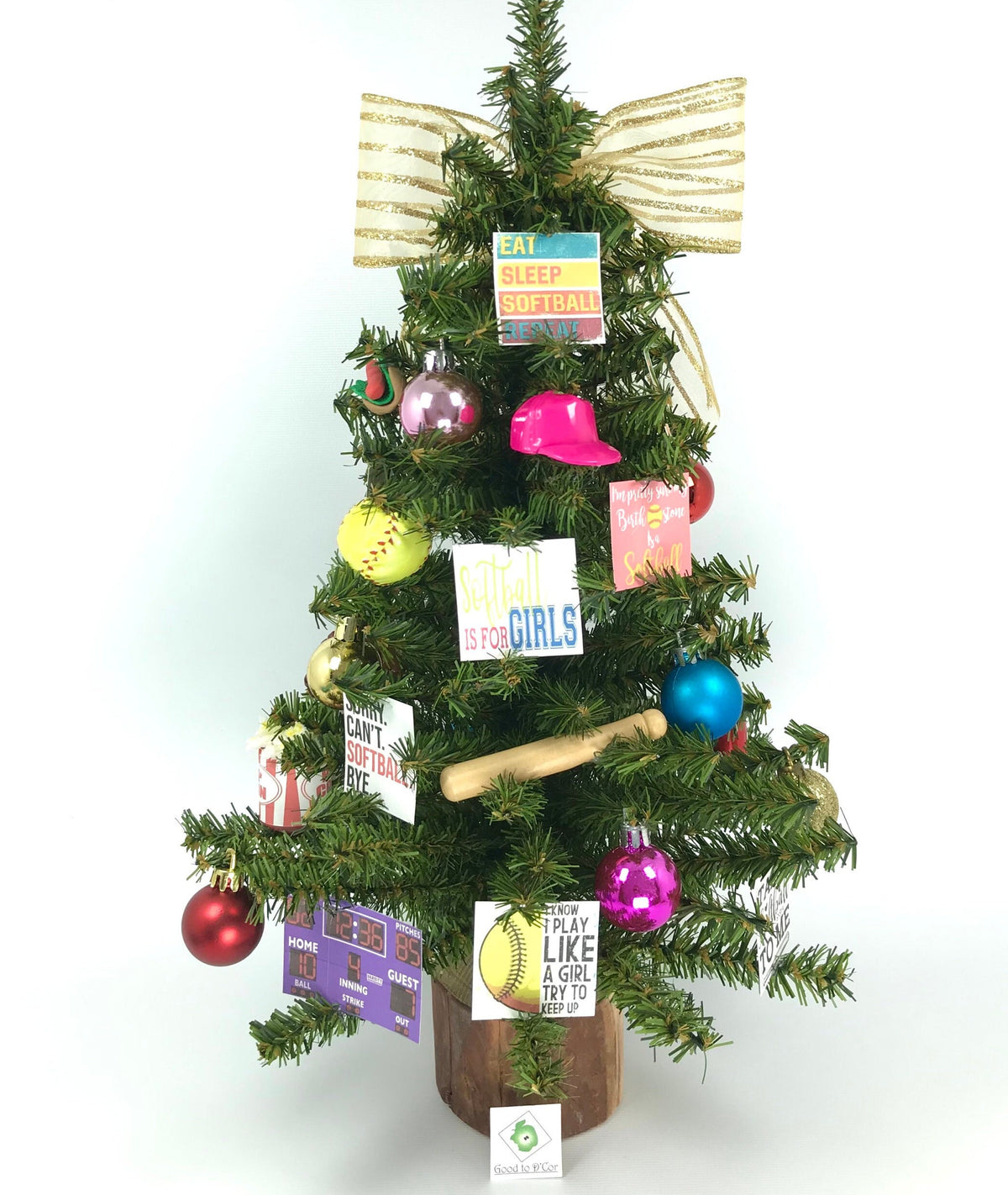Softball Themed  18" Christmas Tree