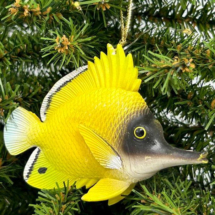 Yellow Longnose Butterfly Fish / Reef Fish Ornament