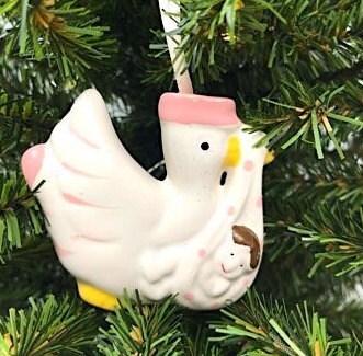Stork with Baby Ceramic Ornament