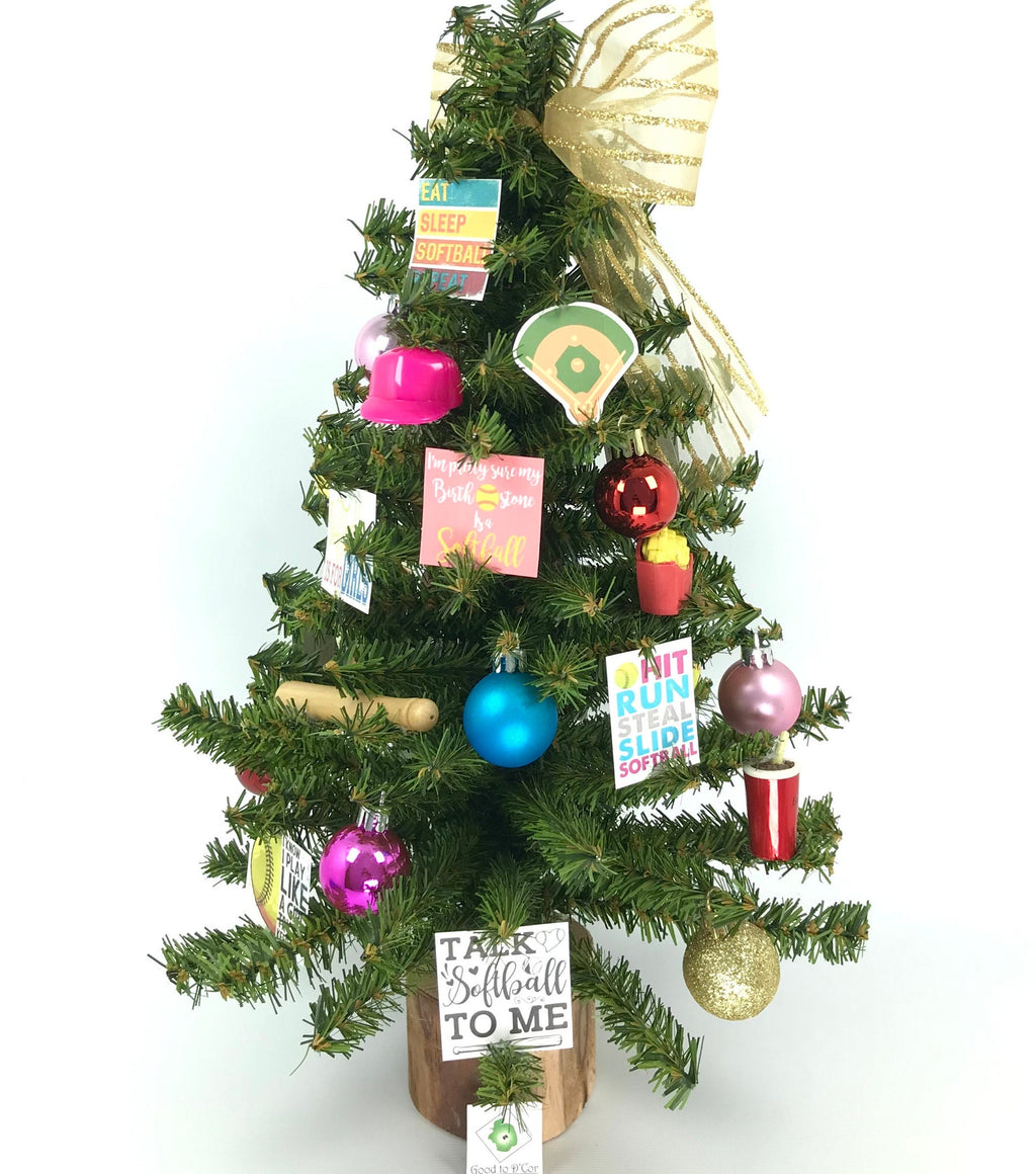 Softball Themed  18" Christmas Tree