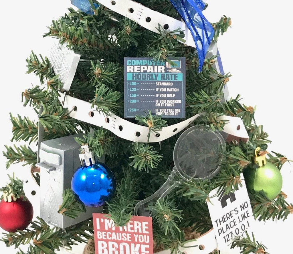 IT Support / Computer Tech Themed 18" Christmas Tree