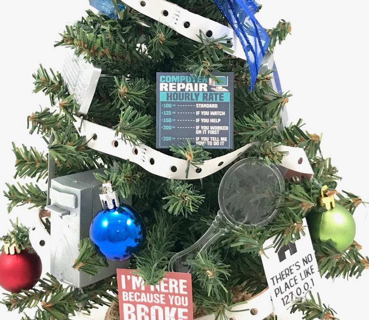 IT Support / Computer Tech Themed 18" Christmas Tree