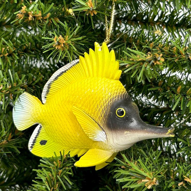 Yellow Longnose Butterfly Fish / Reef Fish Ornament