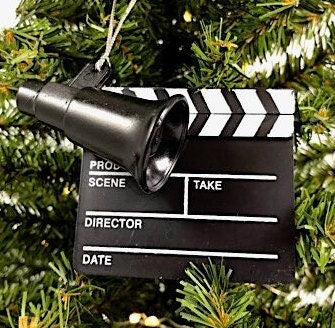 Hollywood Movie Set Film Director Clapboard and Megaphone Ornament
