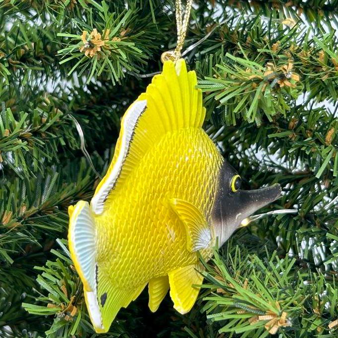 Yellow Longnose Butterfly Fish / Reef Fish Ornament
