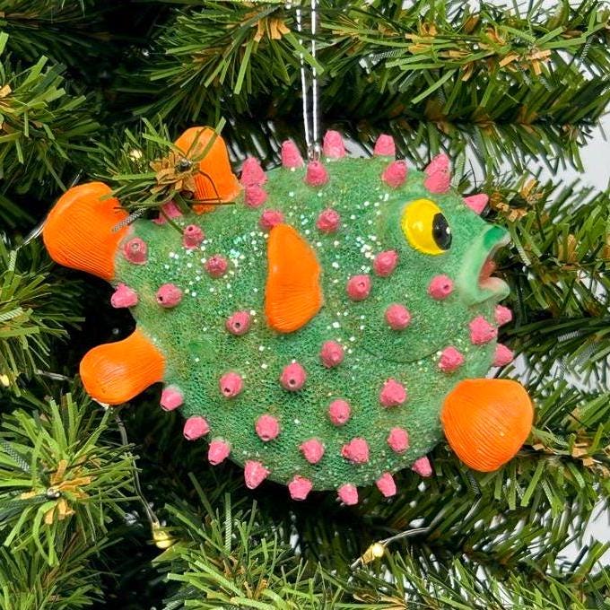 Fun Puffer Fish Ornaments (2 color variations)