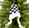 Knit Winter Beanie Hat with Braids Ornament