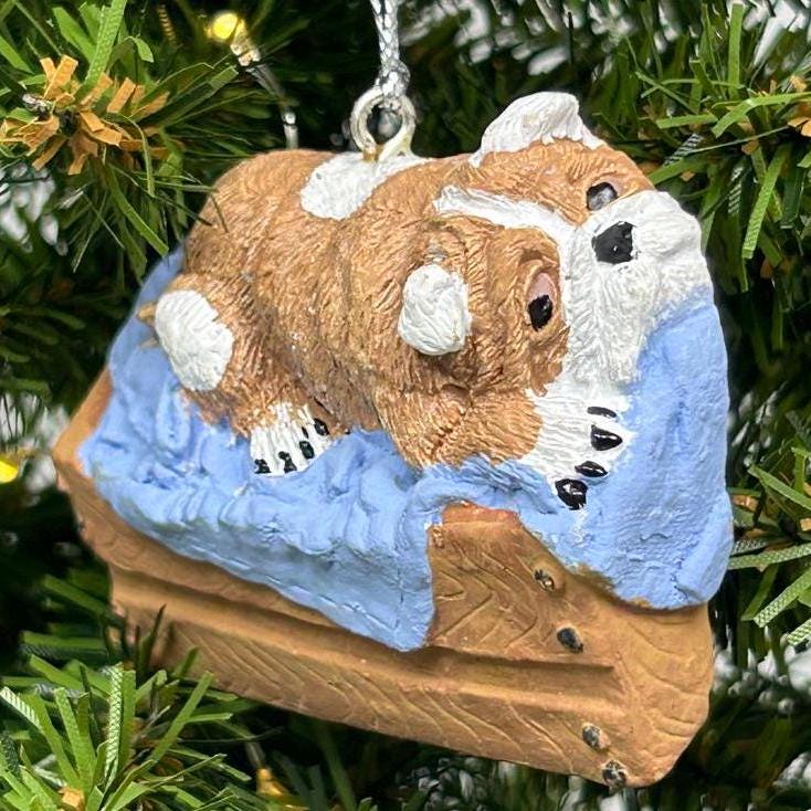 Puppy Dogs in Dog Bed with Blanket Ornament - 6 variations