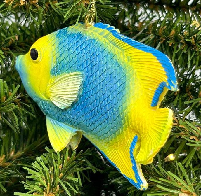 Blue and Yellow Angel Fish / Reef Fish Ornament