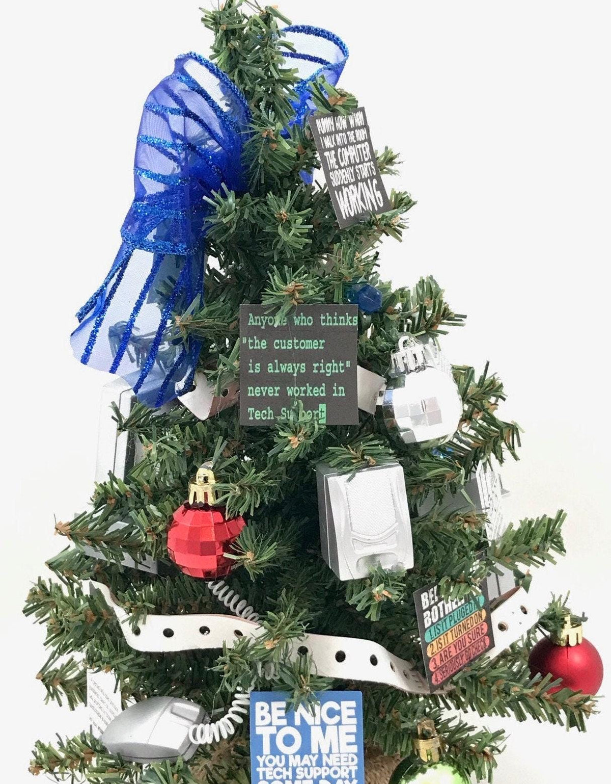 IT Support / Computer Tech Themed 18" Christmas Tree
