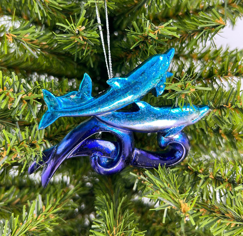 Dolphins on Waves Ornament