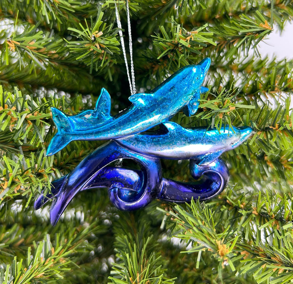 Dolphins on Waves Ornament