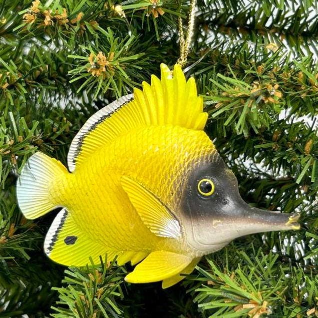 Yellow Longnose Butterfly Fish / Reef Fish Ornament