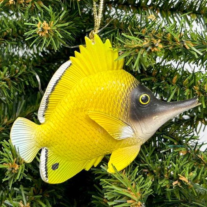 Yellow Longnose Butterfly Fish / Reef Fish Ornament