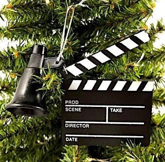 Hollywood Movie Set Film Director Clapboard and Megaphone Ornament