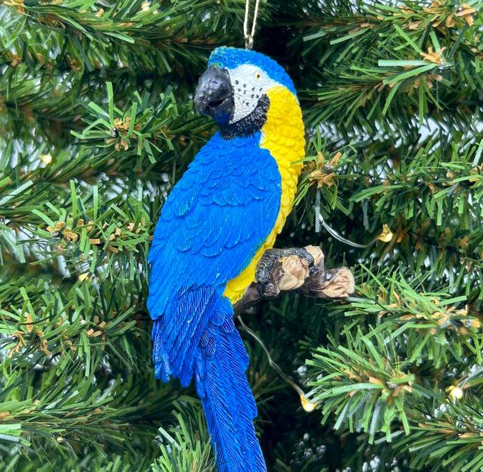 Colorful Tropical Amazon Macaw Parrot Ornament (red or blue)