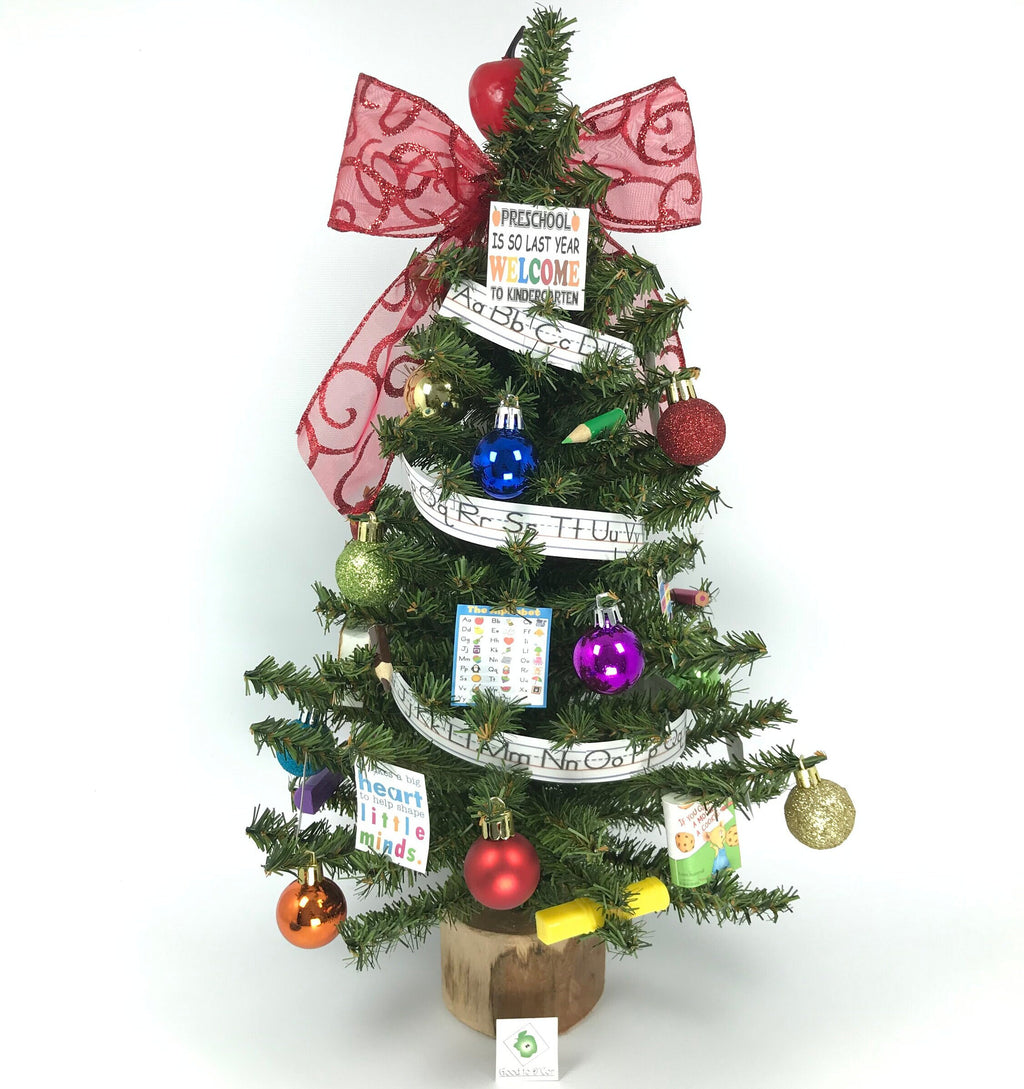 School Kindergarten Teacher Themed 18" Christmas Tree