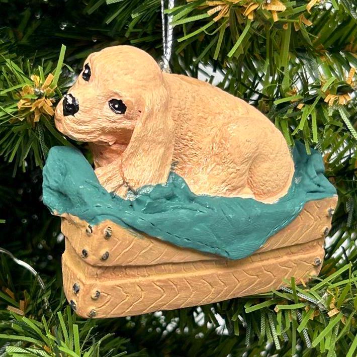 Puppy Dogs in Dog Bed with Blanket Ornament - 6 variations