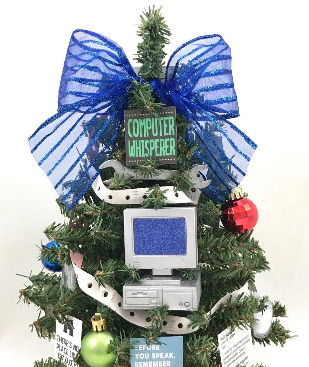 IT Support / Computer Tech Themed 18" Christmas Tree