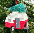 Camper RV with Christmas Tree Ornament