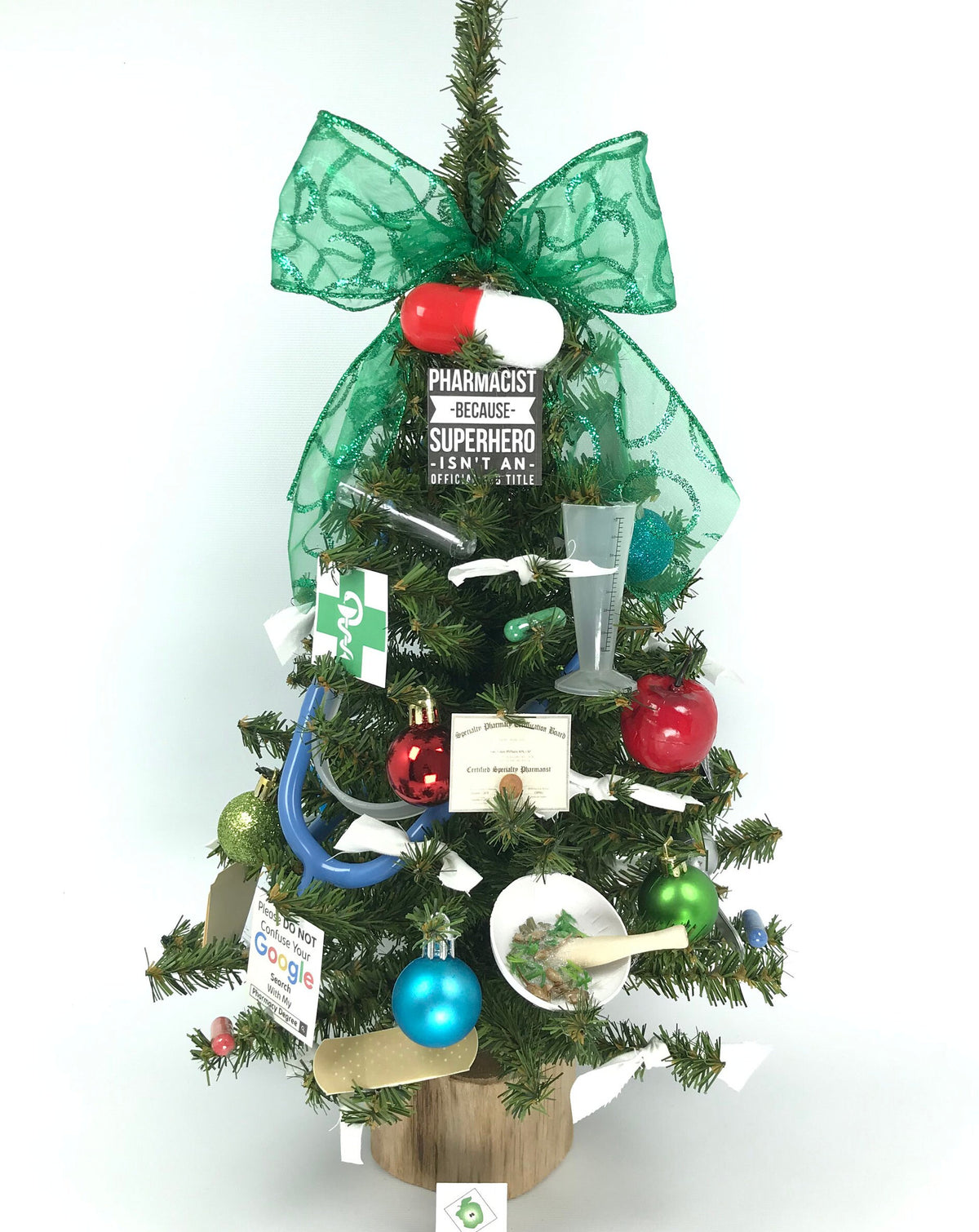 Pharmacist / Pharmacy Themed 18" Christmas Tree