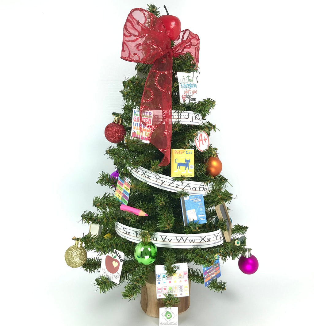 School Kindergarten Teacher Themed 18" Christmas Tree