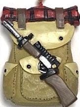 Hunter's Bag with Rifle and Buffalo Plaid Blanket Ornament