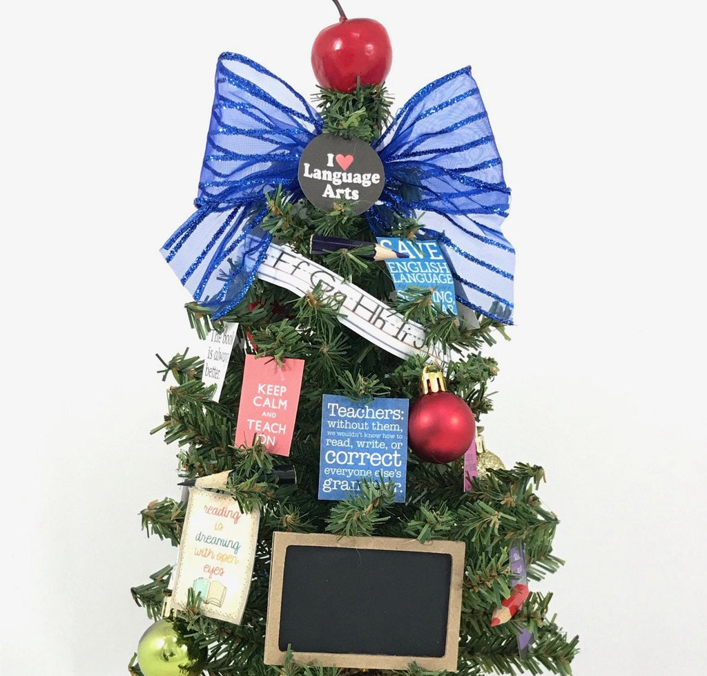 School Language Arts Teacher Themed 18" Christmas Tree