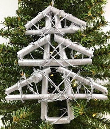 Rustic Natural Rattan and Vine 8" Christmas Tree Ornament