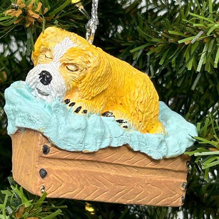 Puppy Dogs in Dog Bed with Blanket Ornament - 6 variations