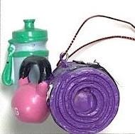 Yoga Mat with Weight and Water Bottle Ornament