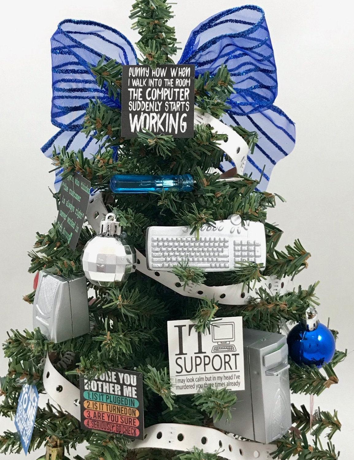 IT Support / Computer Tech Themed 18" Christmas Tree