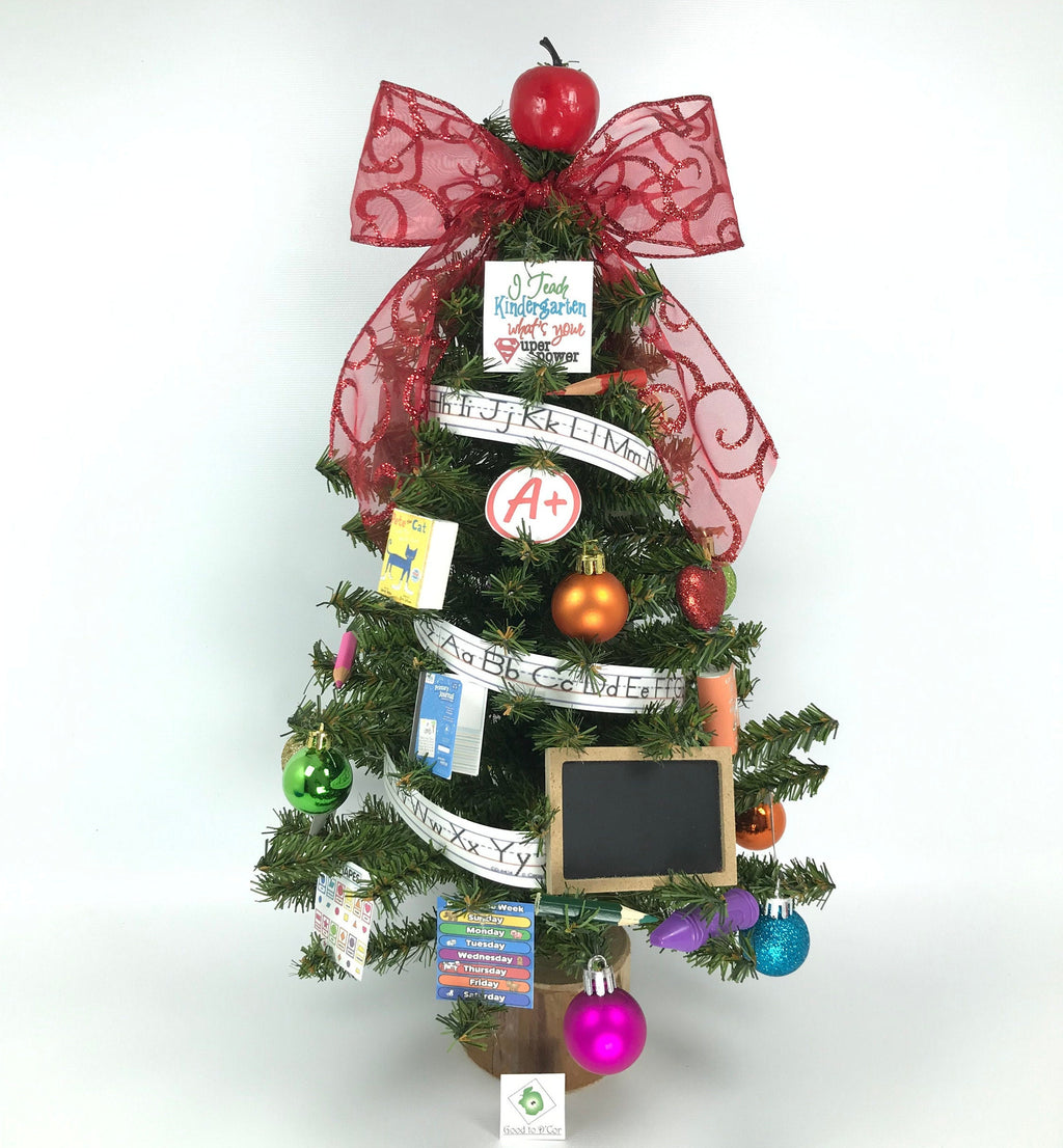 School Kindergarten Teacher Themed 18" Christmas Tree