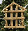 Rustic Natural Rattan and Vine 5" Christmas Nativity Stable Ornament in Gold Tone