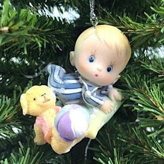 Babies with Bears and Puppies Ornaments