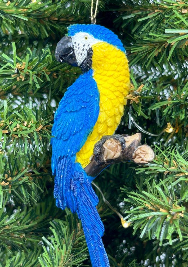 Colorful Tropical Amazon Macaw Parrot Ornament (red or blue)