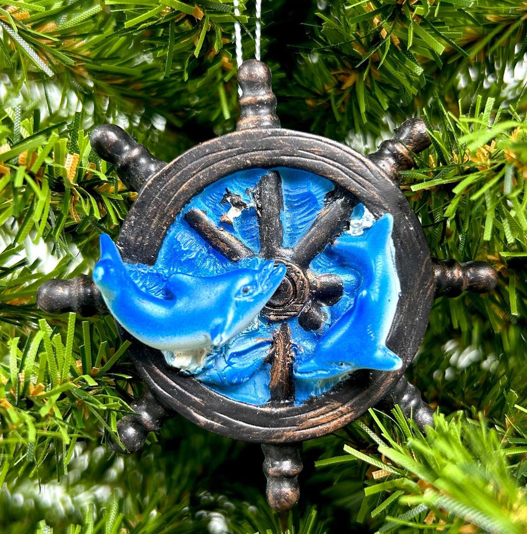 Ship's Wheel / Captain's Wheel with Dolphins Ornament