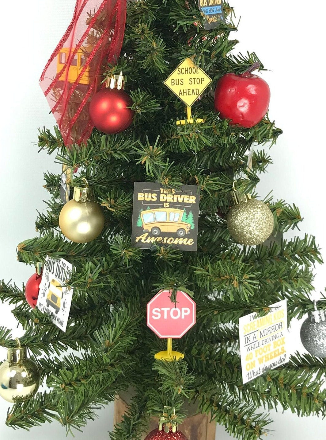 School Bus Driver Themed 18" Christmas Tree