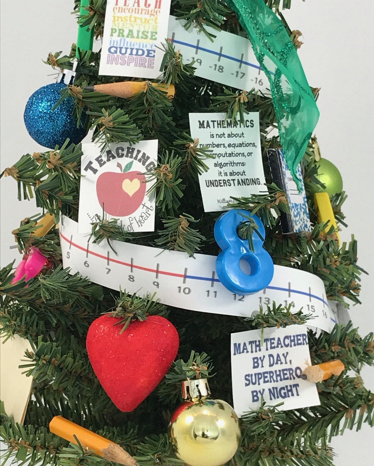 School Math Teacher Themed 18" Christmas Tree