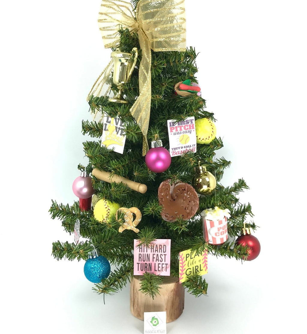 Softball Themed  18" Christmas Tree