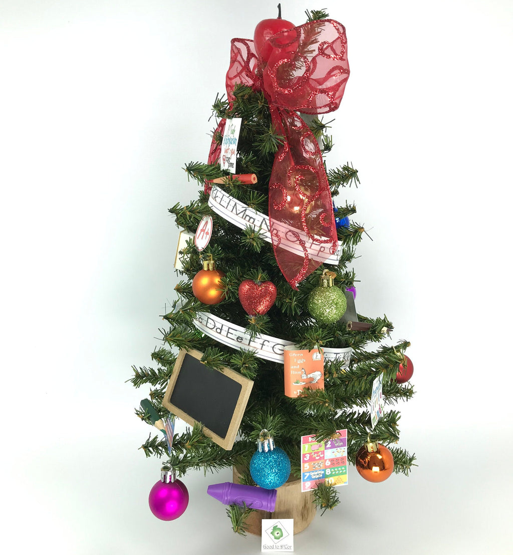 School Kindergarten Teacher Themed 18" Christmas Tree