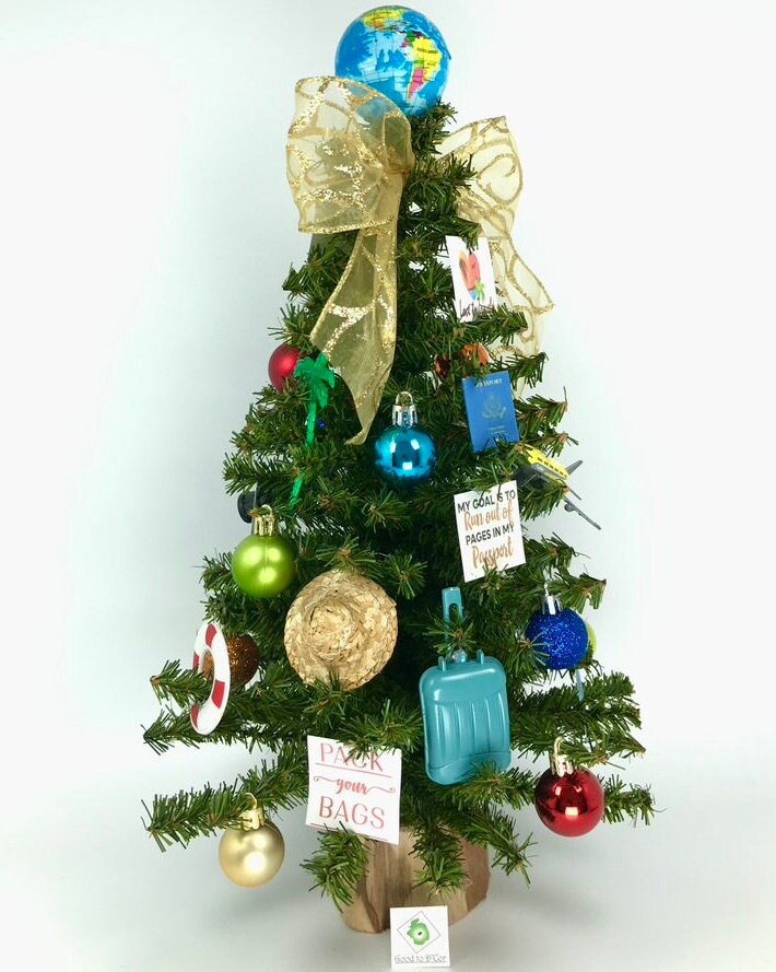 Travel Themed 18" Christmas Tree