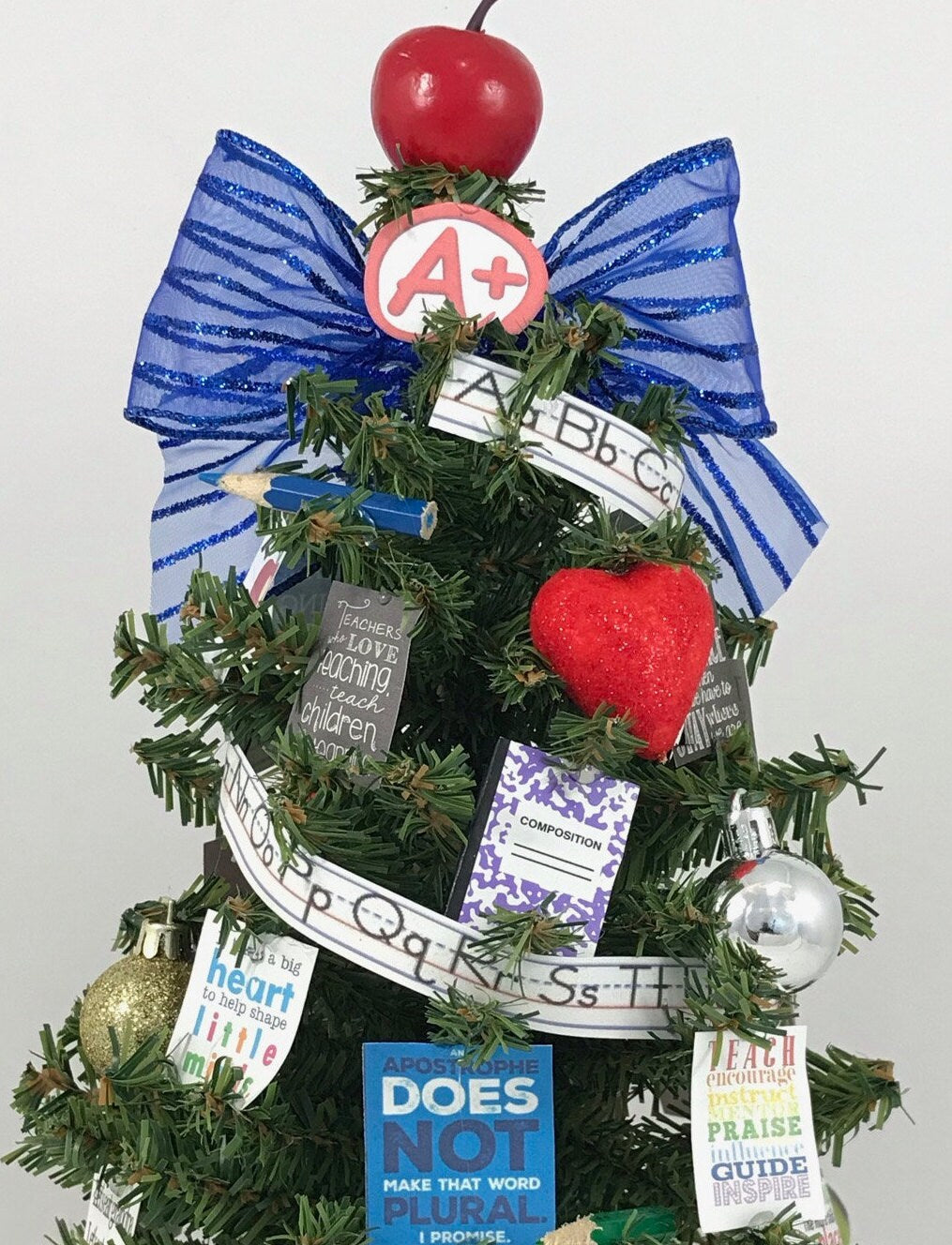 School Language Arts Teacher Themed 18" Christmas Tree