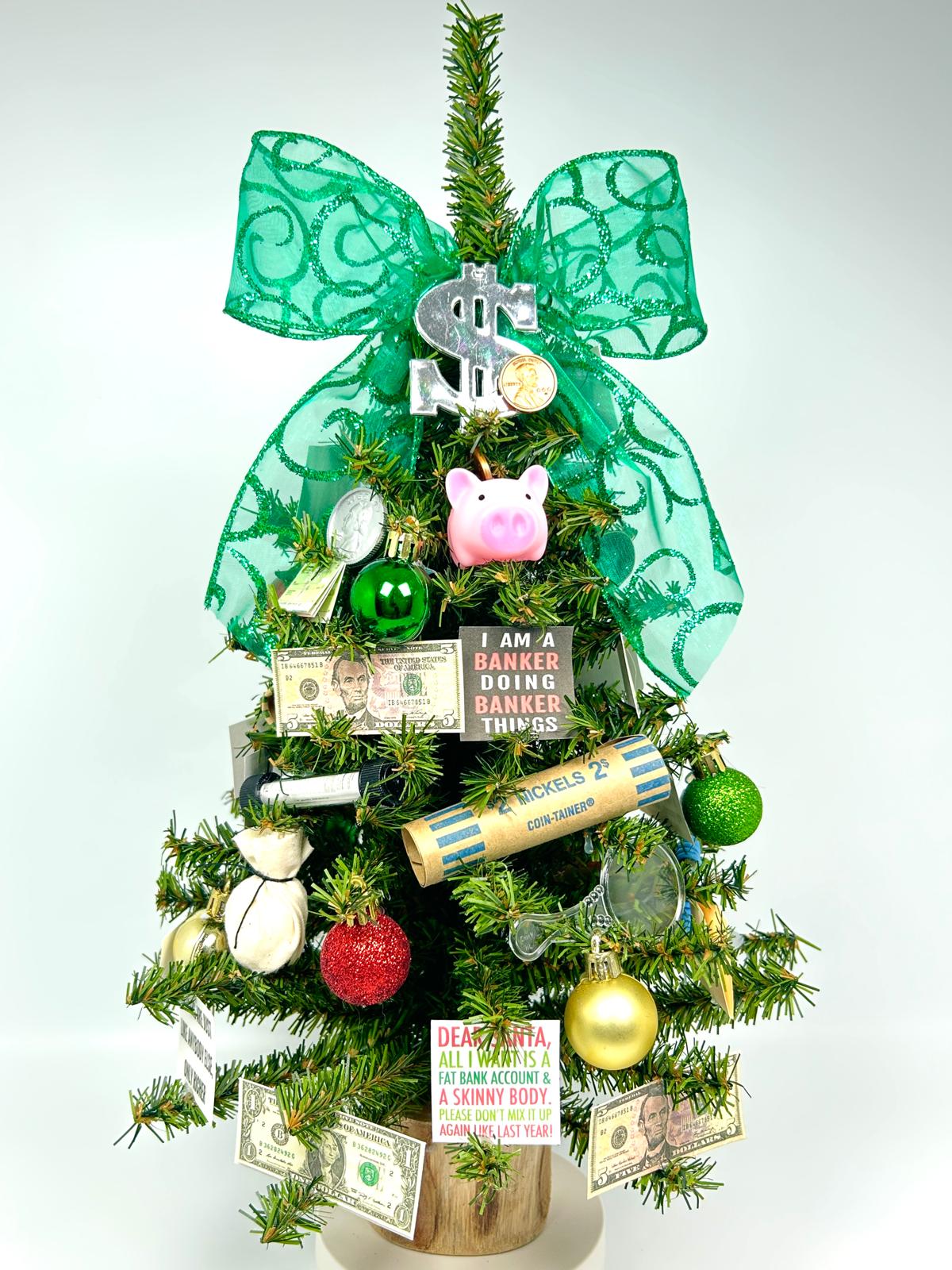 Bank / Banker Themed 18" Christmas Tree