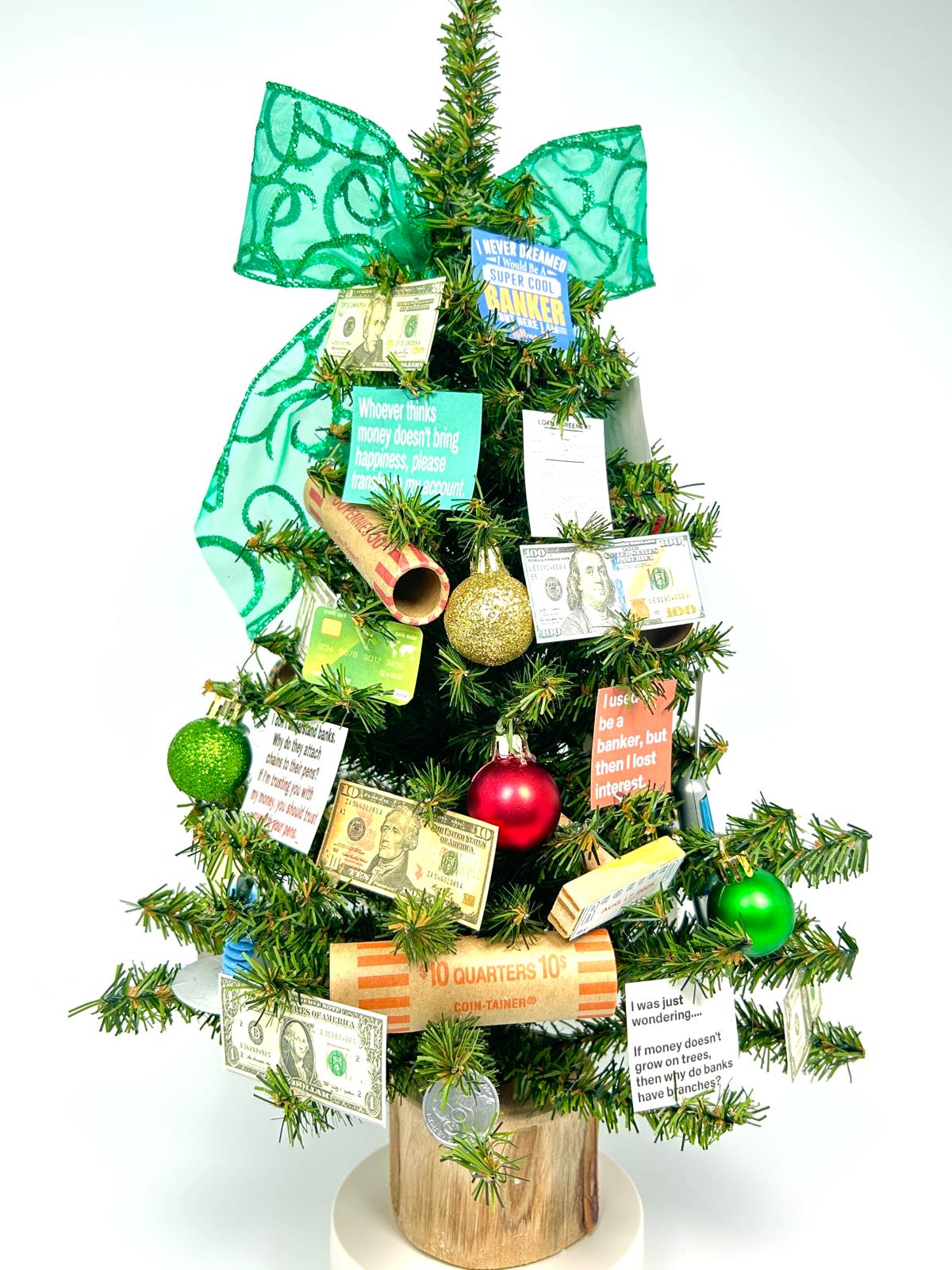Bank / Banker Themed 18" Christmas Tree