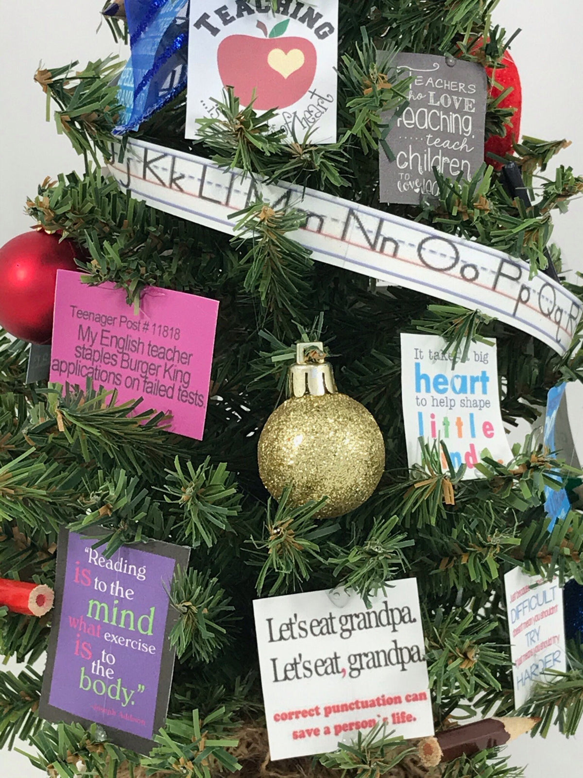 School Language Arts Teacher Themed 18" Christmas Tree