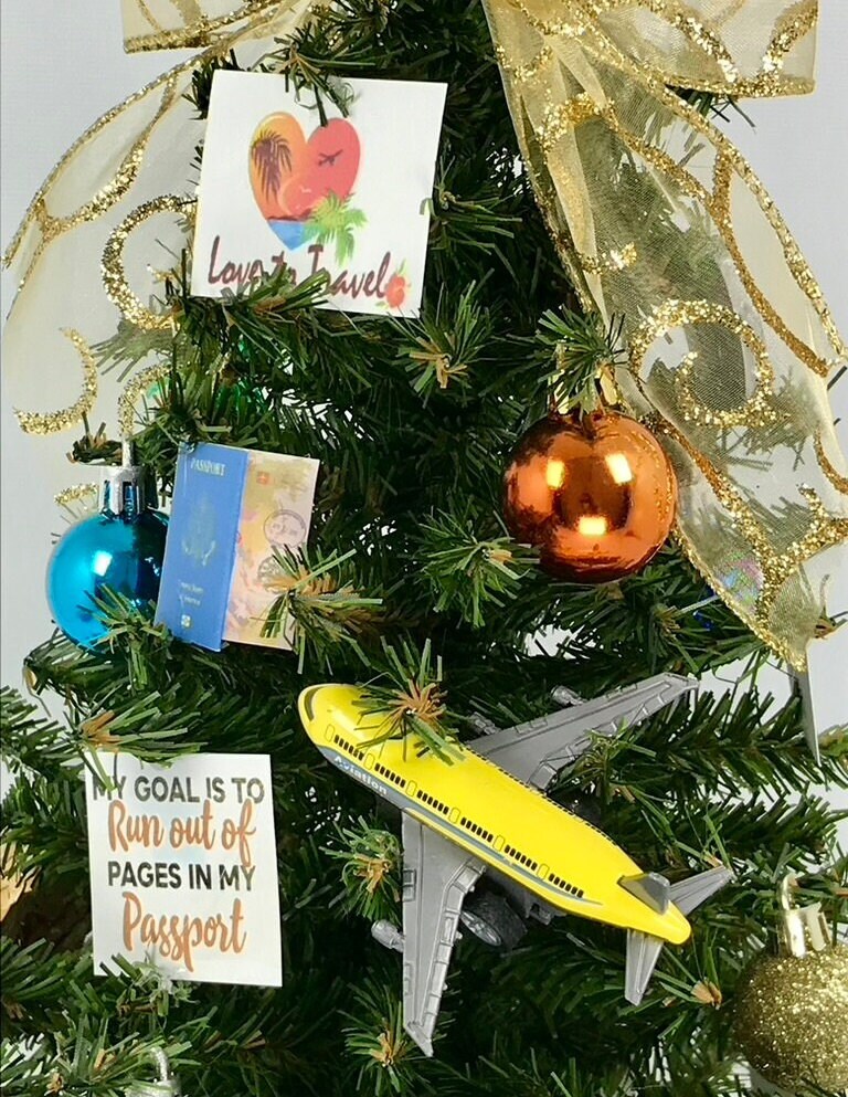 Travel Themed 18" Christmas Tree