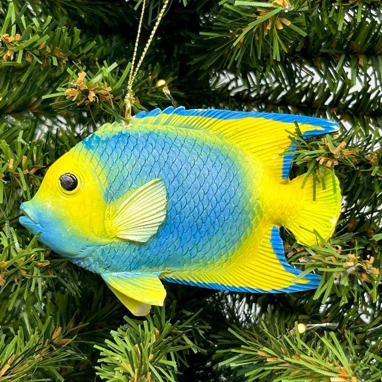 Blue and Yellow Angel Fish / Reef Fish Ornament