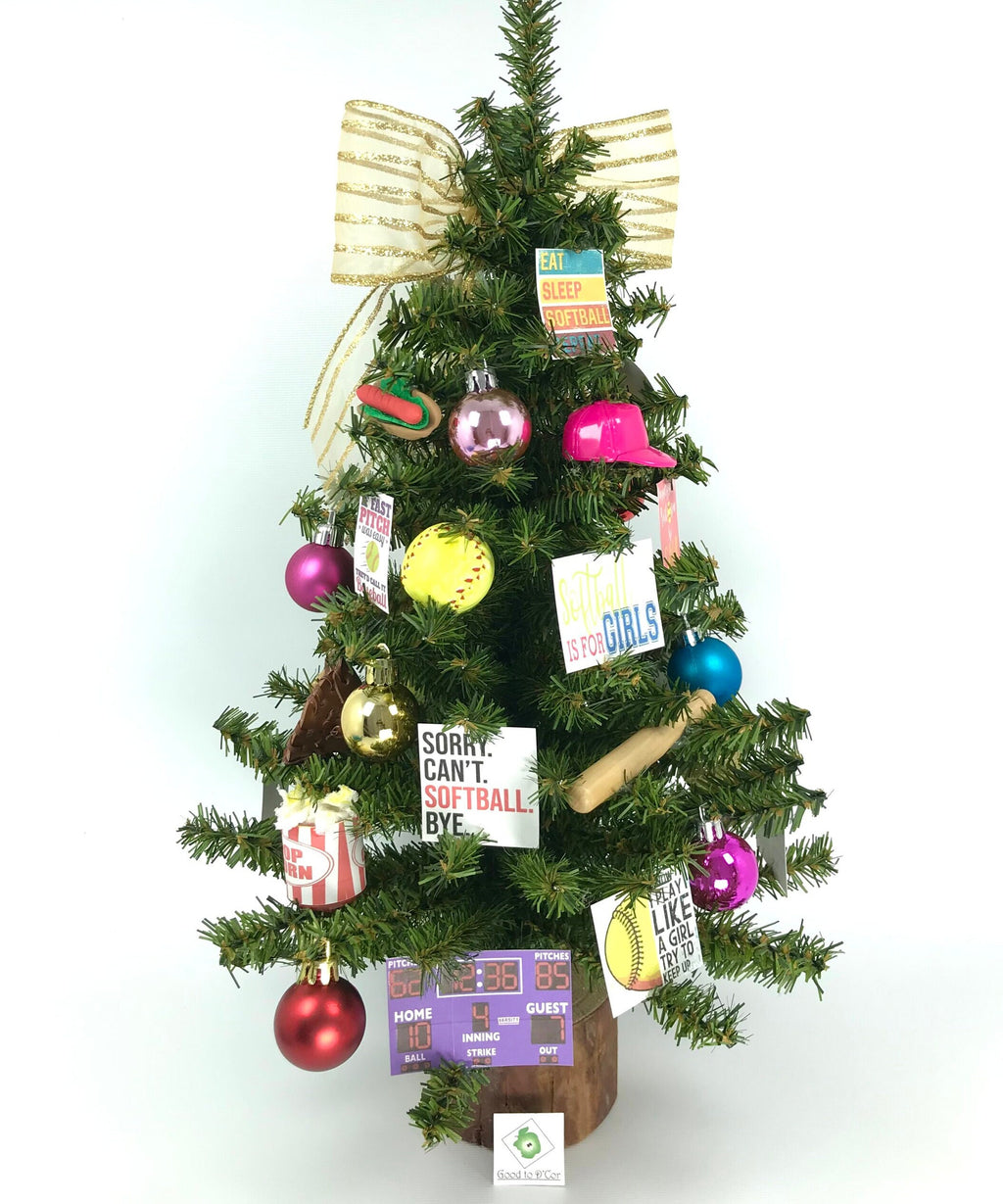 Softball Themed  18" Christmas Tree