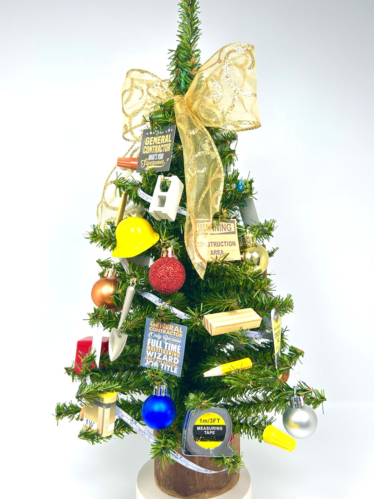 General Contractor / Construction Themed 18" Christmas Tree